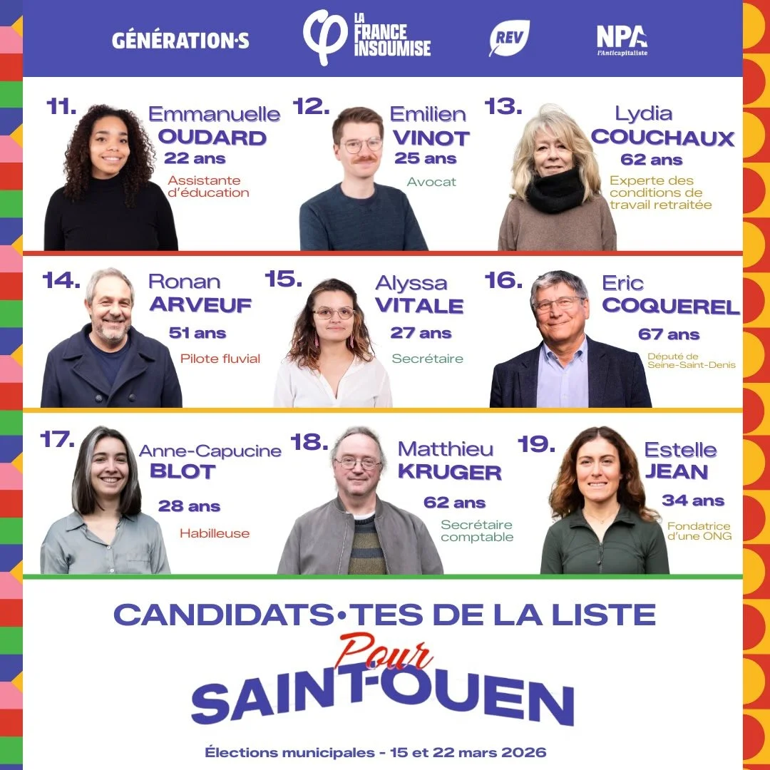 Les colistiers Pour Saint-Ouen des places 11 à 19 !